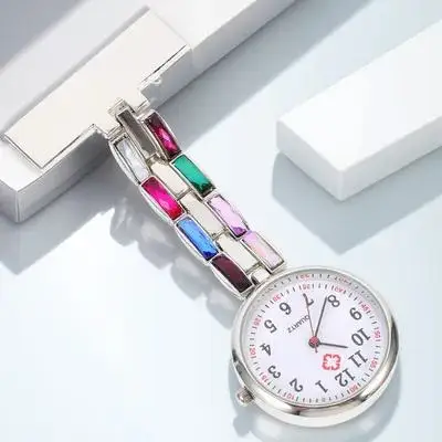 Rhinestone Nurse Hanging Watch Women Mini Quartz Pocket Watch Decorative Fashion Rectangular Timepiece Durable Practical