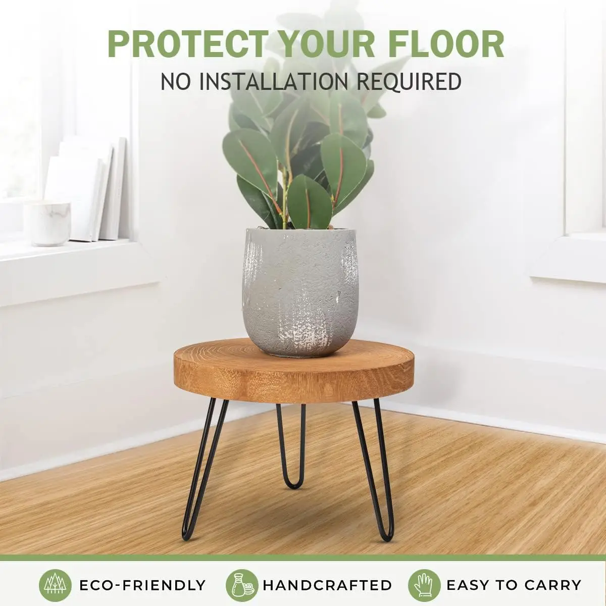 حامل نباتات خشبية، حامل ديكور صغير متوسط الحجم مكون من قطعتين من مقعد نباتات خشبي داخلي (بني) #6