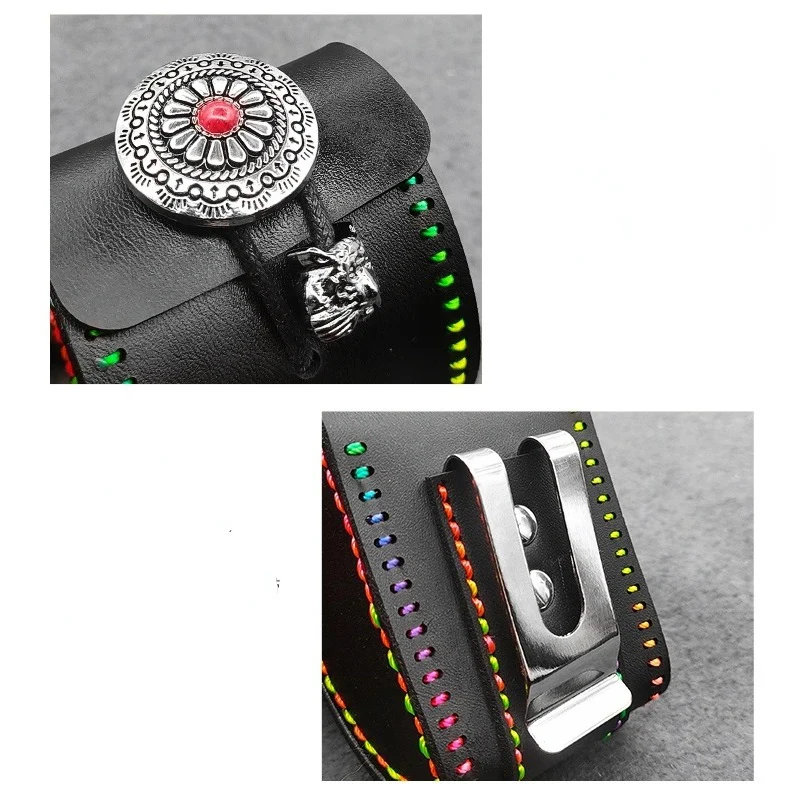 Intangible Cultural Heritage Slingshot Accessory Belt Pouch Magnet Belt Clip Portable Leather Bag Steel Ball Storage Bag