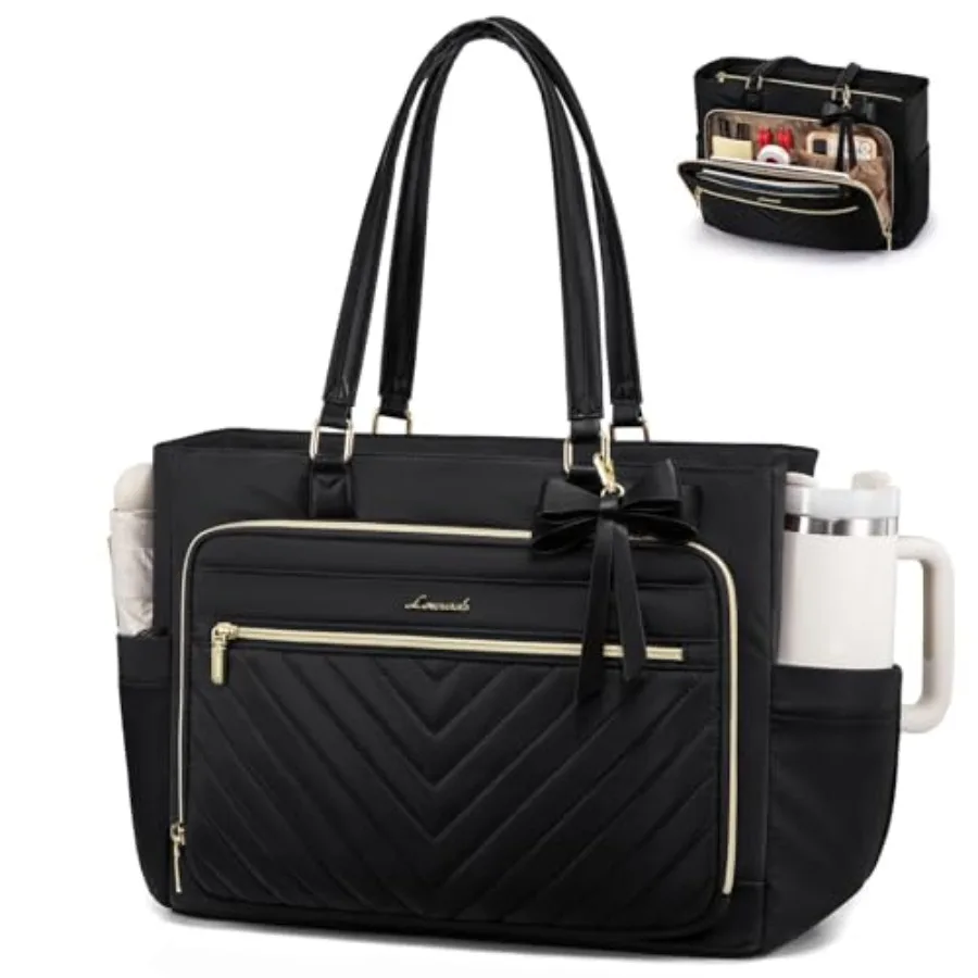 

Laptop Tote Bag for Women Work Bag Teacher Tote with Large Cup Holder Quilted Nurse Diaper Bag for Travel Computer Women's hand