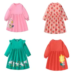Jumping Meters 2-7T Autumn Winter Long Sleeve Princess Girls Dresses Embroidery Or Printed Baby Party Clothing Sweater Dress