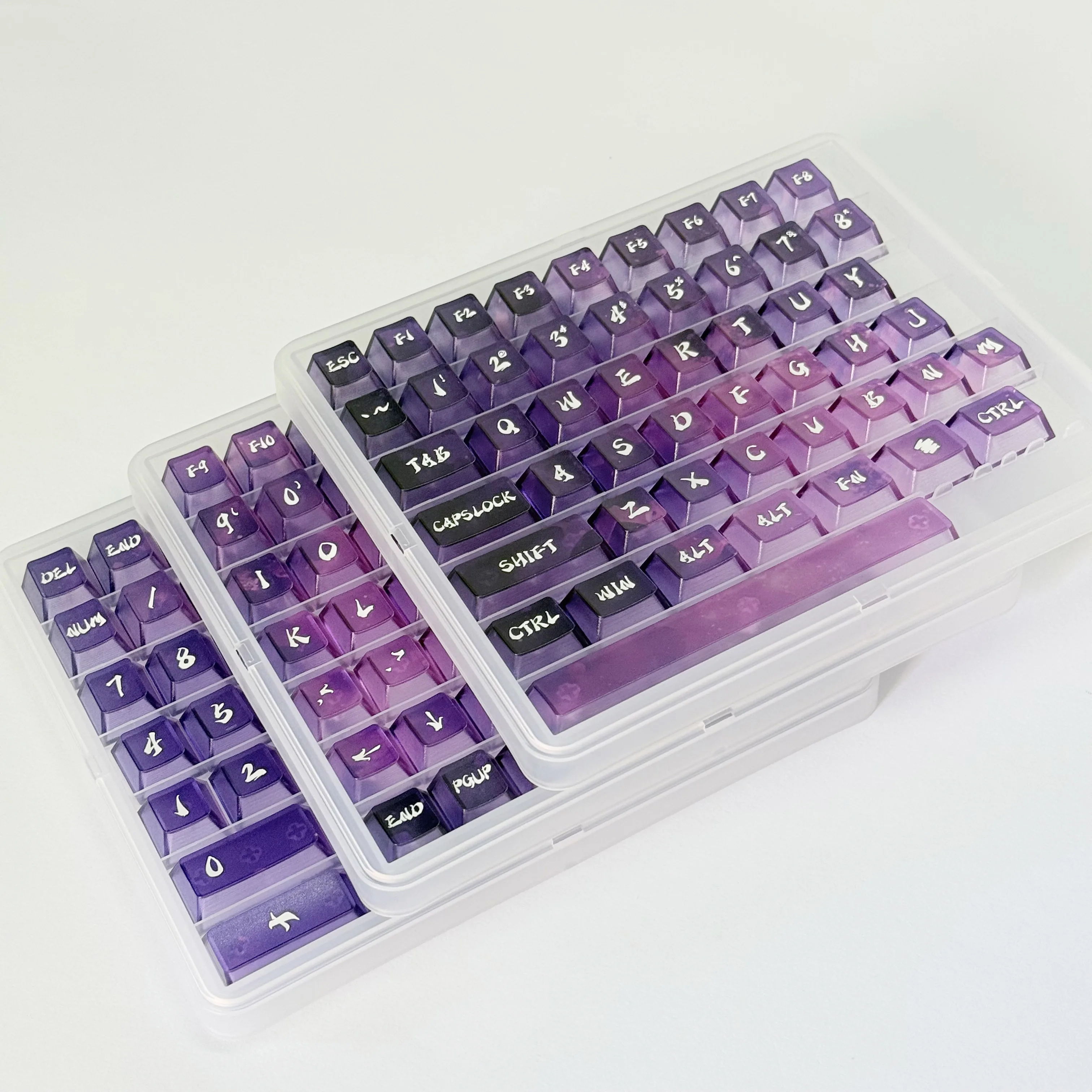 Mattierte transparente Regenbogen-Tastenkappe, PC-Kirschprofil, individuelle DIY-Tastenkappe, 119 Tasten für 60 % 65 % 75 % TKL, 96 % 100 % mechanische Tastatur