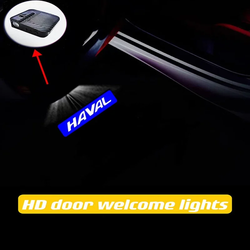 

2pcs Haval F7 Led Lighting Great Wall Harvard F7X Car Door Welcome Light Projection Lamp Free Wiring Modified Decorative Light