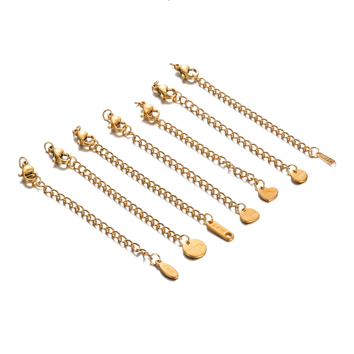 10 Stück Edelstahl Gold Halsketten- und Armband-Verlängerungsketten mit Karabinerverschlüssen, Länge 2 Zoll, für Schmuckherstellung – Detail 2