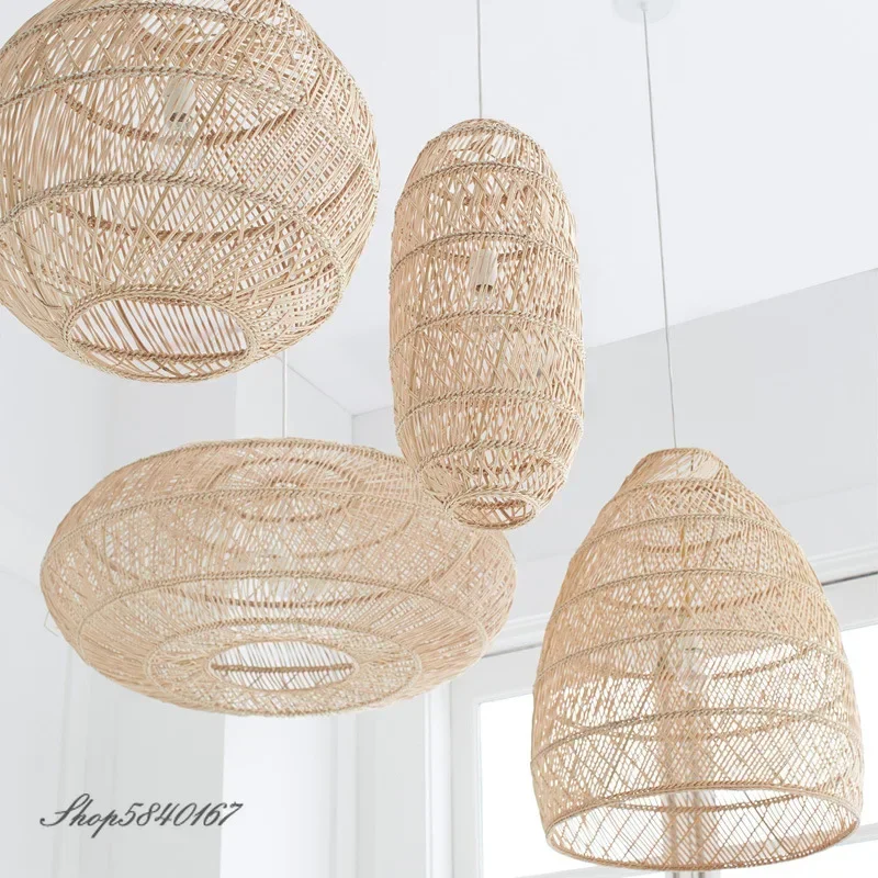 

Natural Rattan Lamp Pendant Light New Chinese Style Hand-woven Pendant Light for Living Room Hanging Luminaire Room Decor Light