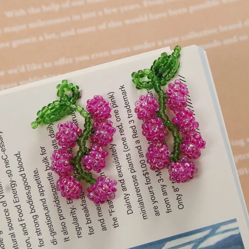 2pcs Sweet and versatile string of purple grapes DIY accessories hand-woven beaded charms for jewelry making earrings supplies