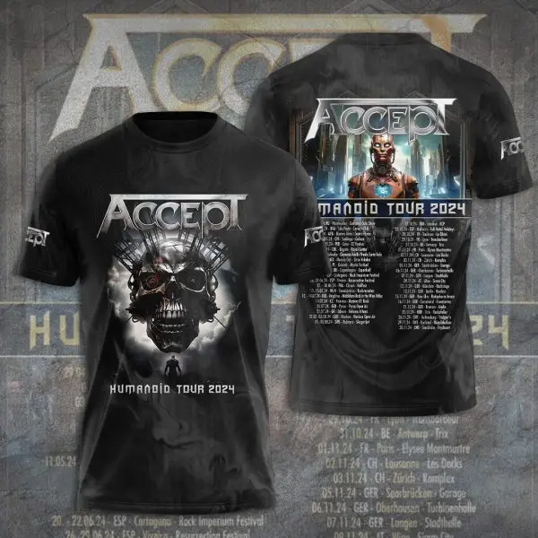 Vintage Men\'s T-shirt Classic Band Accept 3D Printed t shirts Man Women Hip Hop Short Sleeve Tee Fashion Street Men Top Clothing