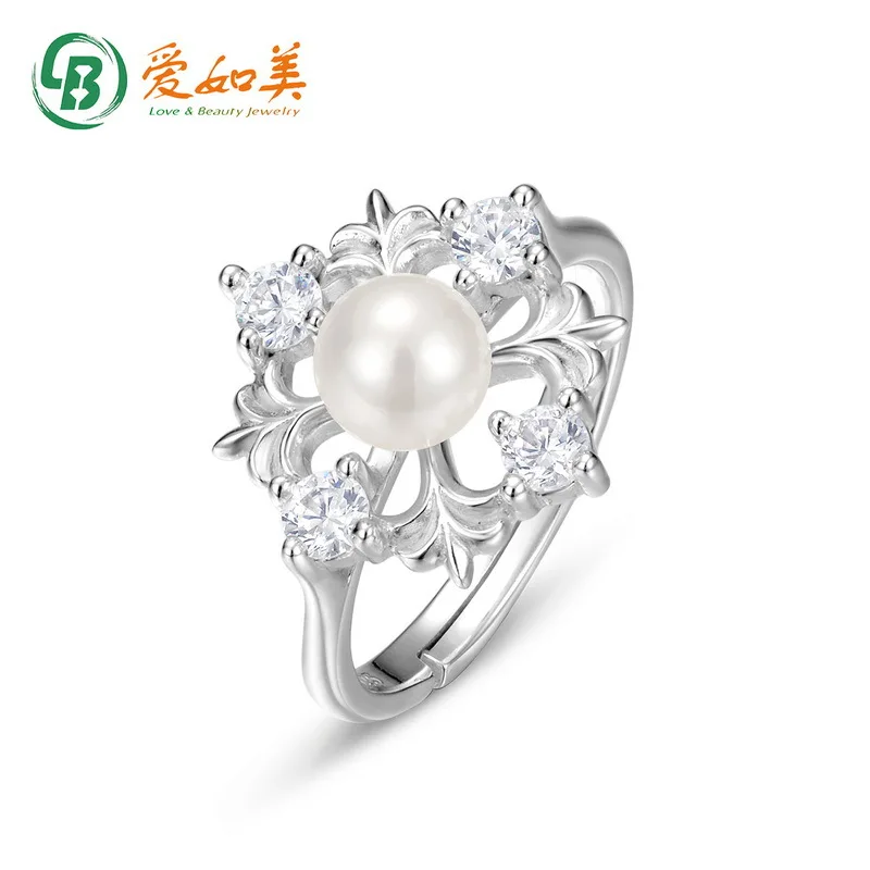 

18K Gold PT950 Platinum Silver Plated 7-layer Gold Ring, Snowflake Pearl Diamond Ring, Women's Christmas Gift