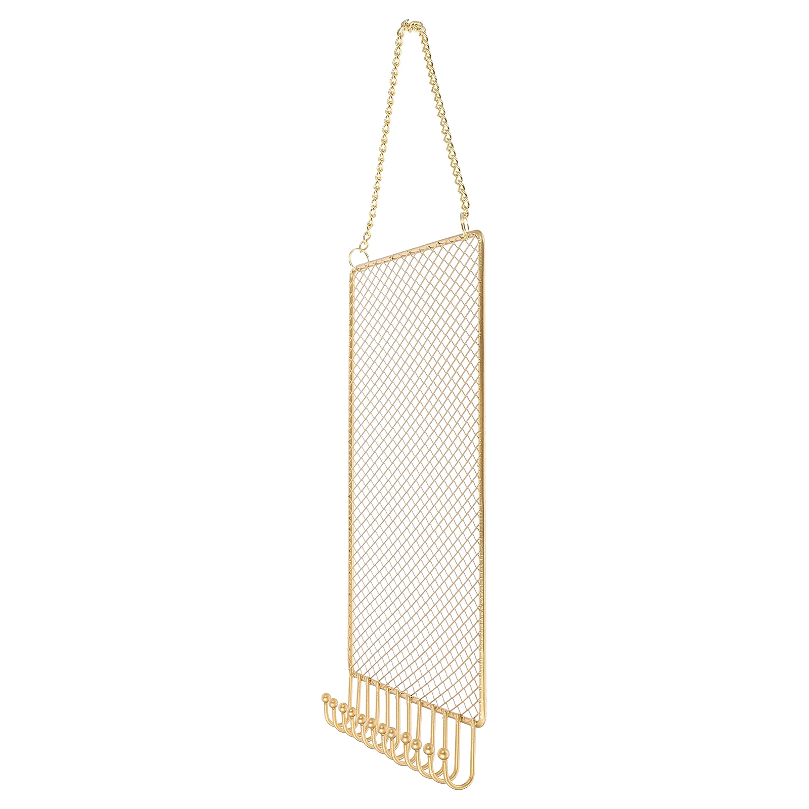 

Золотая сетчатая стойка для ювелирных изделий из кованого железа, настенный органайзер для хранения, подвесная подставка для сережек, декоративная прямоугольная стойка
