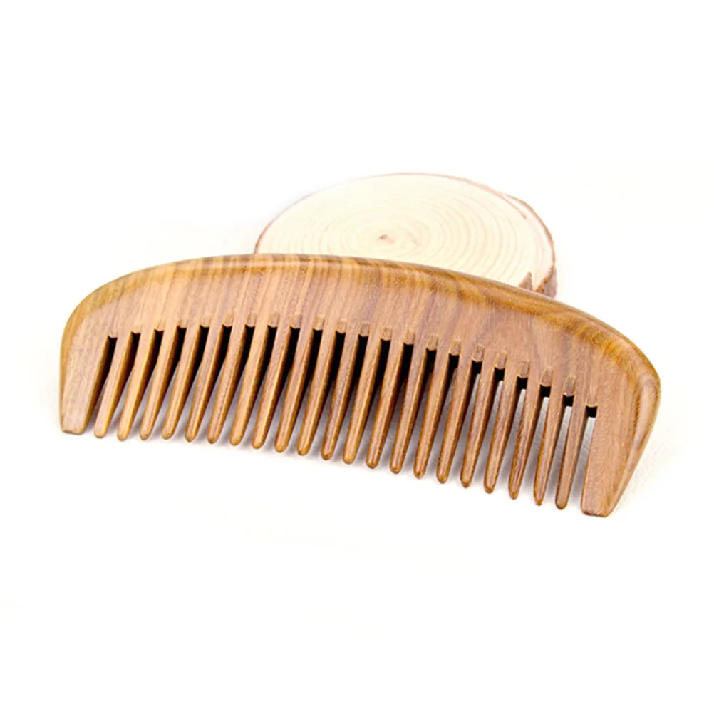 

Natural Green Sandalwood Wooden Hair Comb Smooth Close Teeth Comb Detangling Scalp Massage Antistatic Blood Circulation Headache