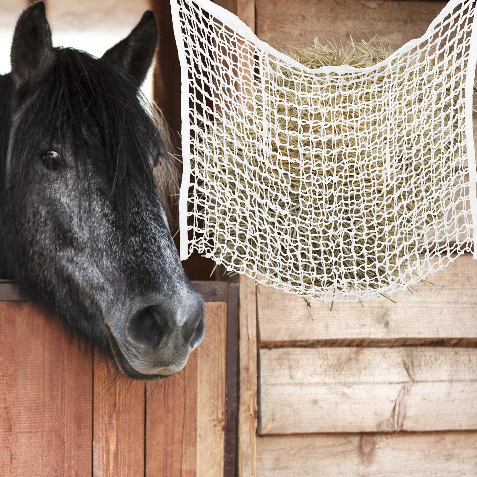 

Adjustable Hanging Horse Hay Feeder Durable Pe Mesh Slow Feeding Bag Goats Cows Alpacas Multi-Hole Air Circulation