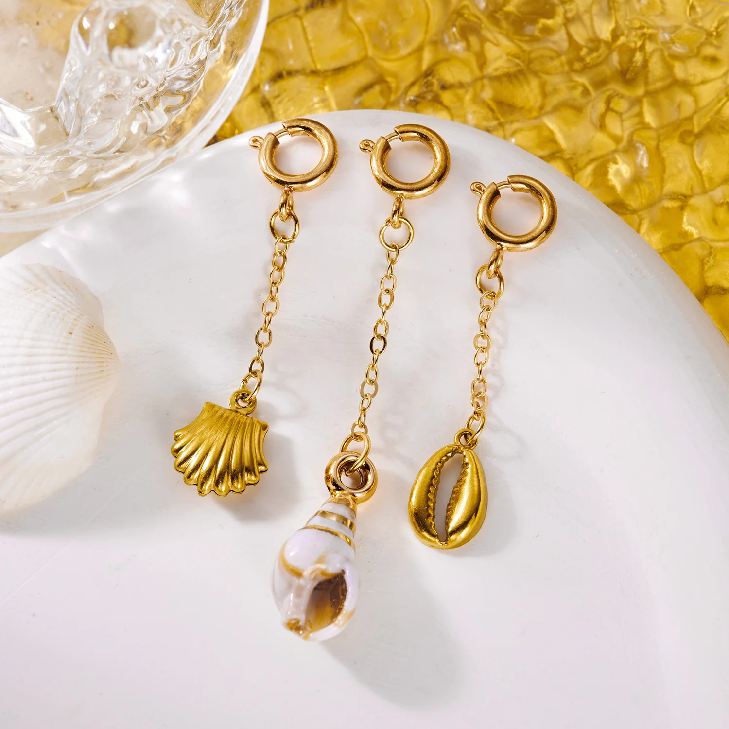 Gmai Edelstahl Muschel Seestern Bikini-Anhänger Wasserdichte Clips für Damen Boho Badeanzug-Anhänger Party Körperschmuck – Detail 6