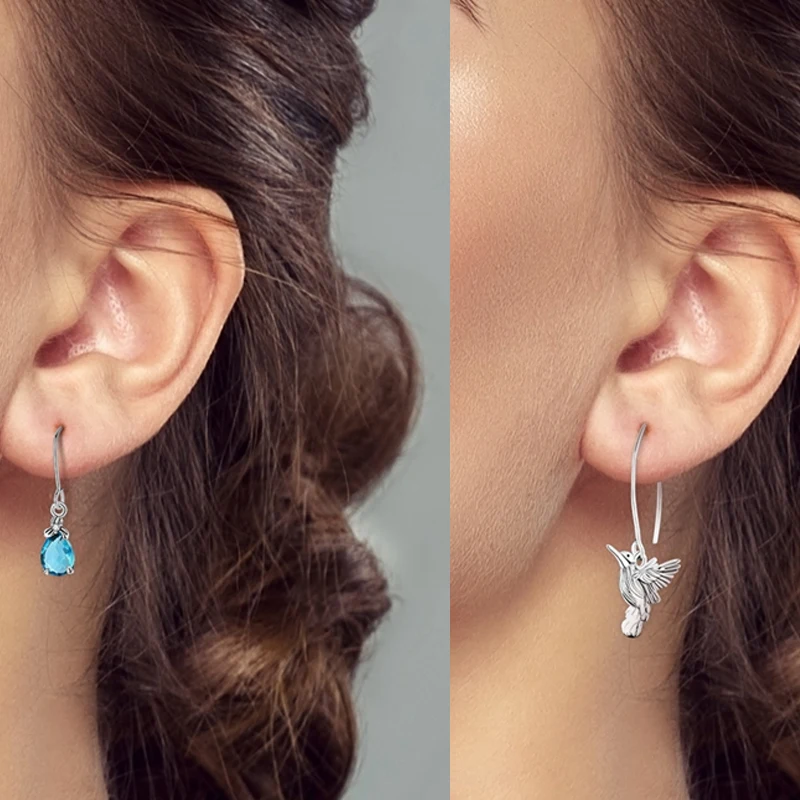 925 Sterling Silber Hängeohrringe Erdbeere Mond Kolibri Kleeblatt Libelle Ozean für Frauen Mädchen Geburtstag Schmuck Geschenk – Detail 1