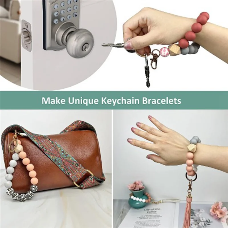 

keychain making kit100Pcs Silicone Beads for Keychain Making 15mm Rubber Beads Kit for Bracelet