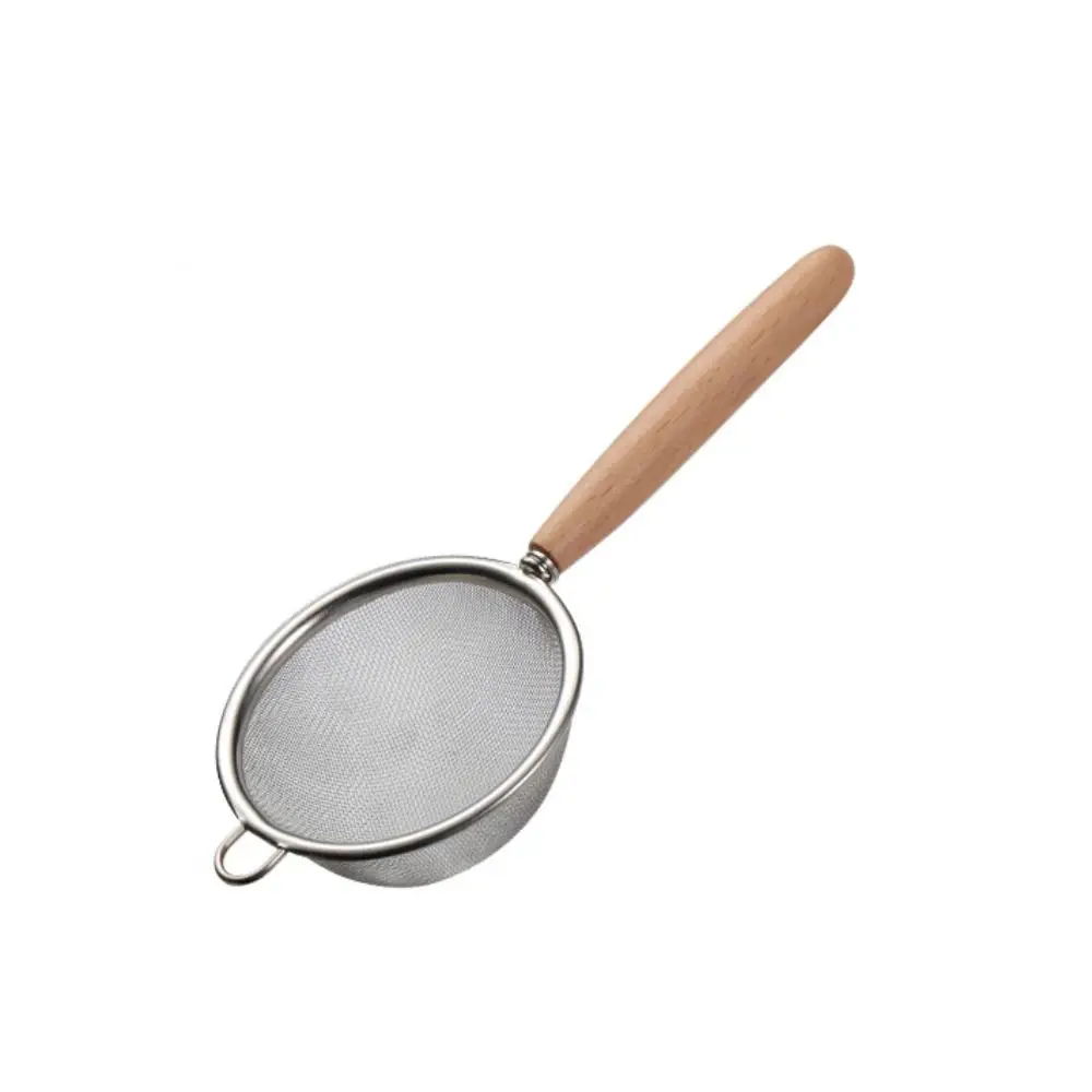 

Soy Milk Wire Fine Wooden Handle Cooking Fine Mesh Filtration Residue Sieve Spoon Filter Oil Strainer Flour Colander