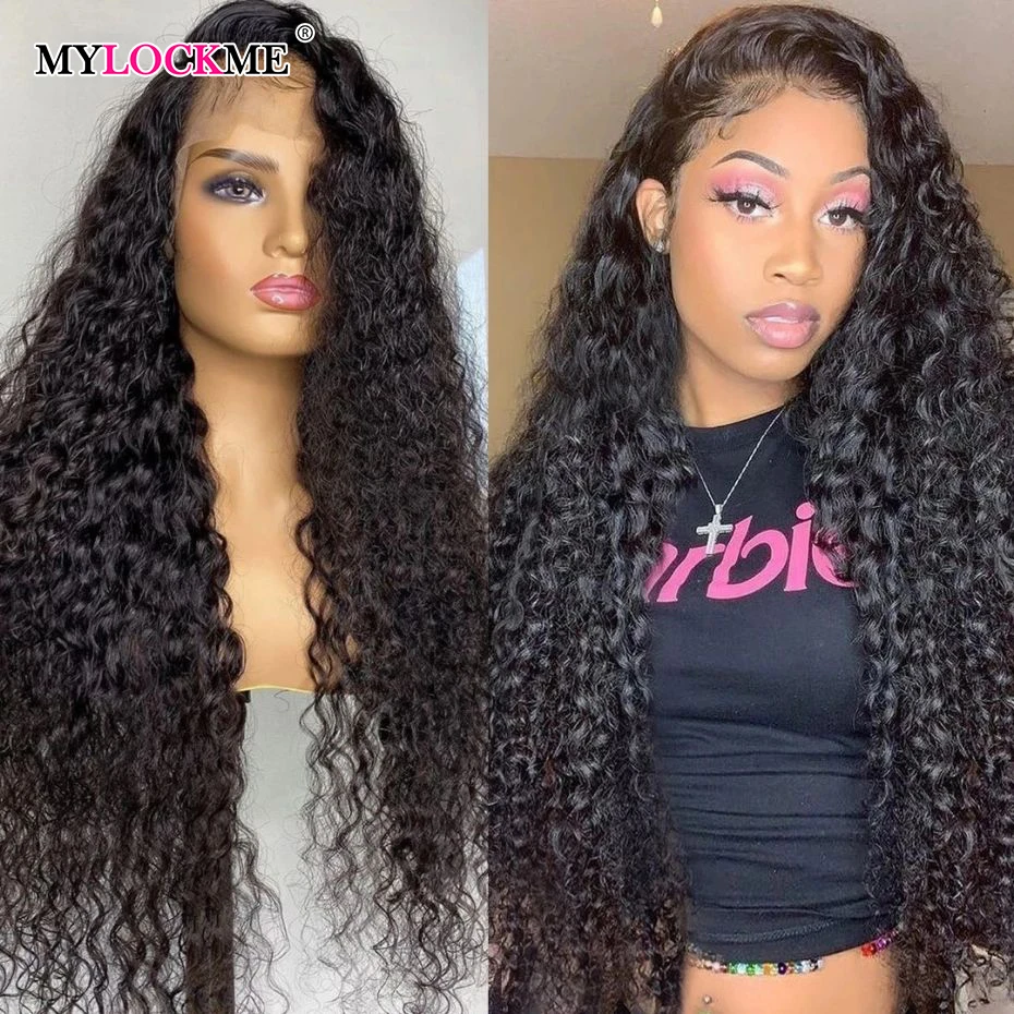 

30Inch 13x4 Deep Wave Lace Front Human Hair Wig Brazilian 13x6 Transparent Lace Frontal Wig 4x4 Lace Closure Curly Hair MYLOCKME