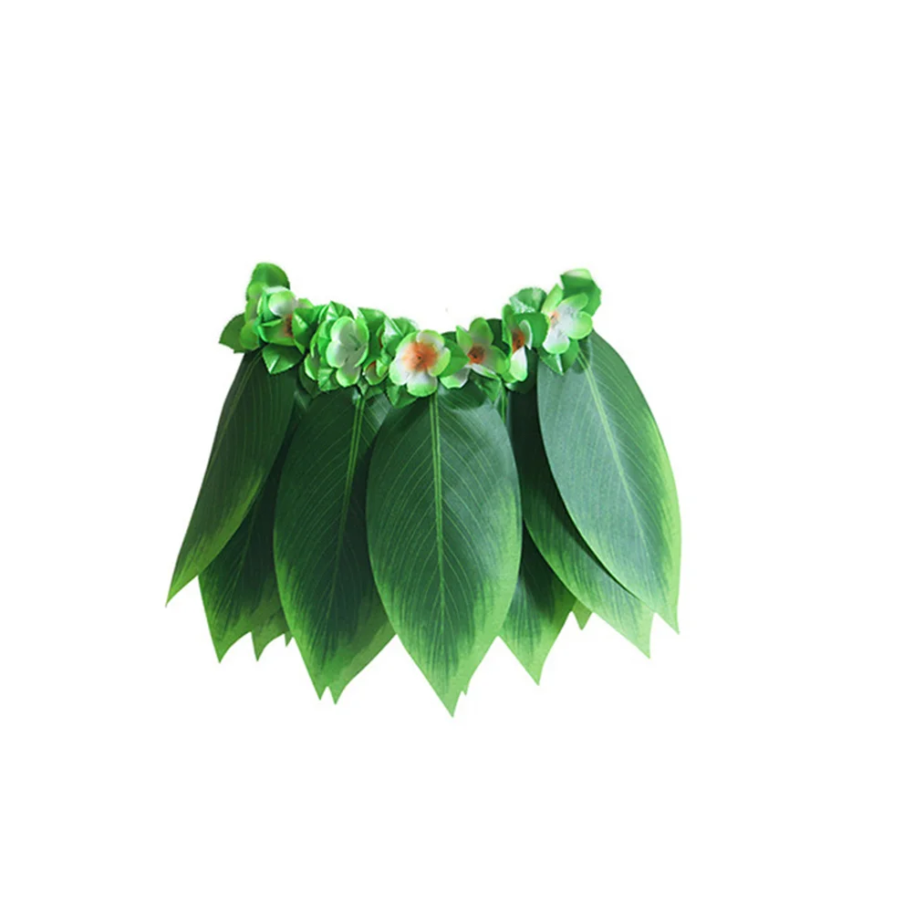 5 قطعة مجموعة تنورة أوراق هاواي Hula تنورة العشب الأخضر Luau لوازم الحفلات إكسسوارات أزياء الشاطئ