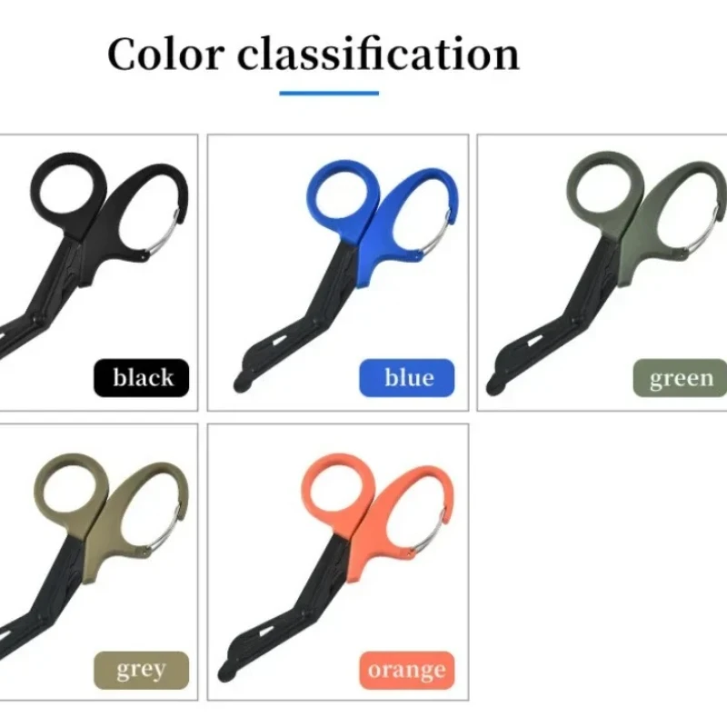 Stainless Steel Medical Scissors with Wearable Buckle Serrated Blades Curved Tip with Protective Blunt Edge Surgical Nursing