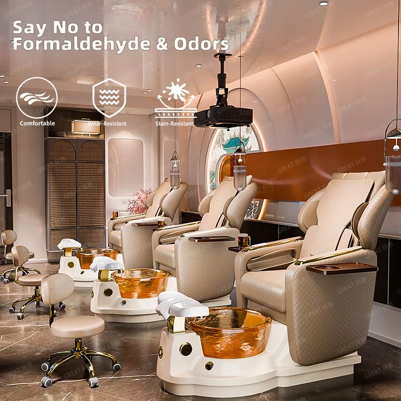 Luxury Modern Professional Throne Nail Manicure Foot Spa Pink Black Electric Pedicure Chair for Salon With Massage