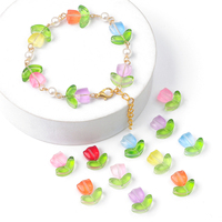 10/20Sets Handmade Colorful Glass Tulip Flower Beads Charm for Earring Bracelet Necklace DIY Jewelry Craft Making Accessories