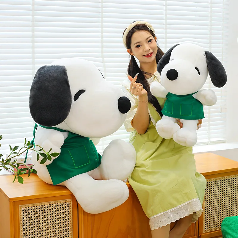Kawaii Plush Toy Snoopy Cartoon Apron Wearing Cute Little White Dog Stuffed Doll Kids Birthday Xmas Gift Sleep Pillow