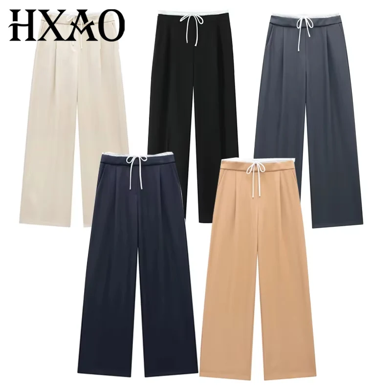 HXAO, pantalones holgados para mujer, pantalones anchos, ropa de