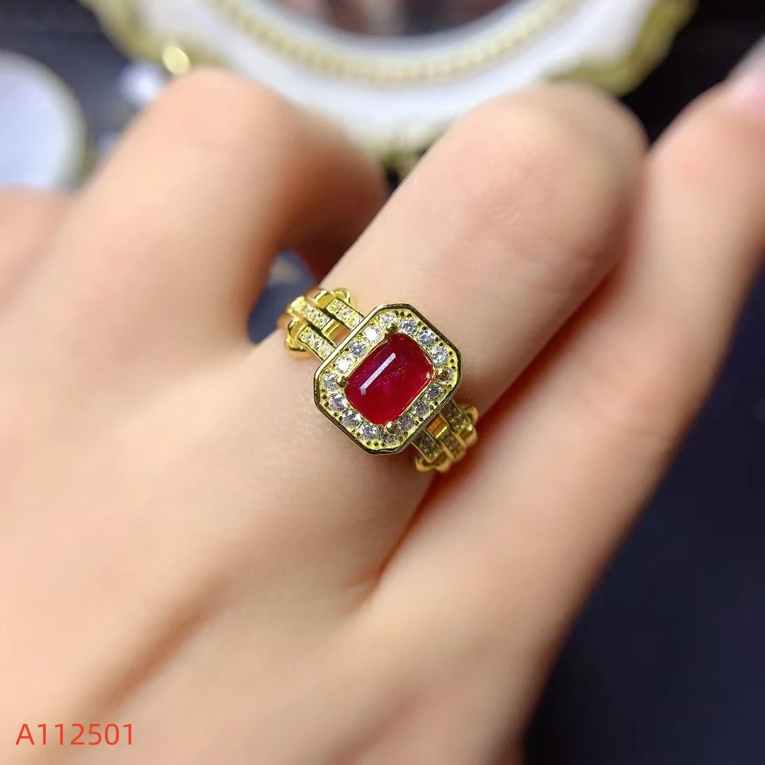 

Natural Burmese Ruby Women's Ring S925 Pure Silver Exquisite Inlaid High Clarity Support Testing Birthday Party New Year's Gift