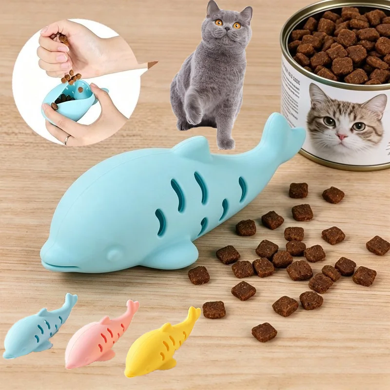  Interactive Cat Toy Durable Bite-Resistant Simulated Fish Kitten Toy Pet Teeth Grinding Cat Food Dispenser Feeder Cat Chew Toy