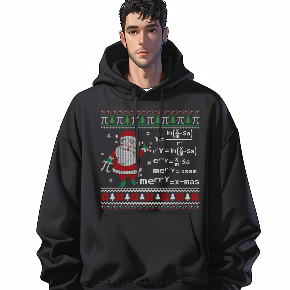 

Santa Math Equation Teacher Christmas Ugly Xmas Sweater Funny Pullover Hoodies Men Polyester Fiber Pullover Hoodies For Men