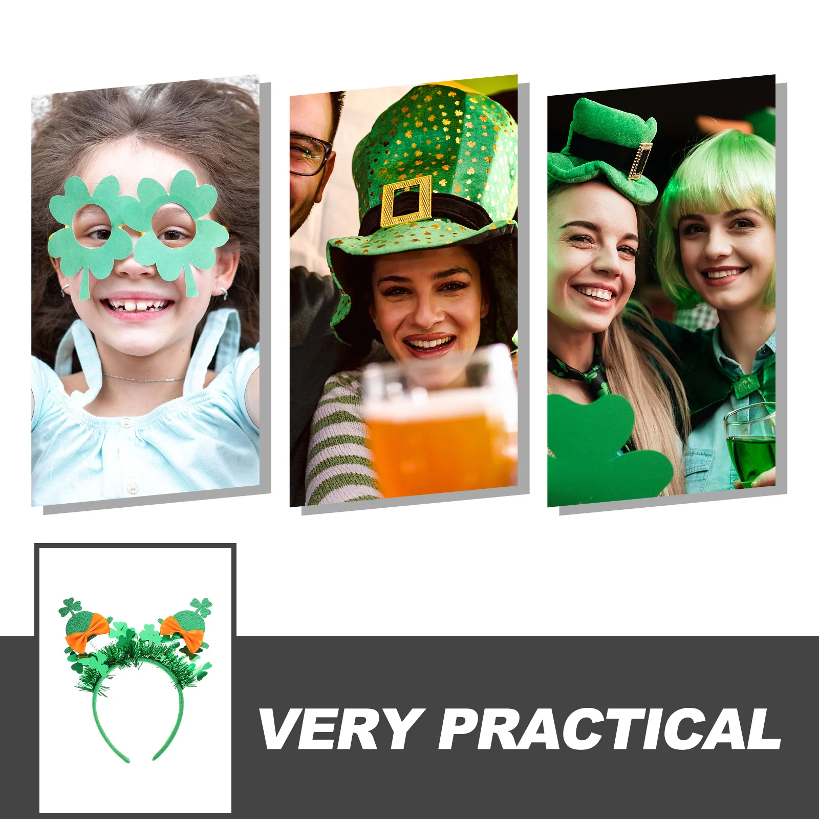 

Shamrock Bow Headband Small Top Hat Glitter Cute Hair Accessories for St. Patrick's Day Women Celebration Shamrock Headband