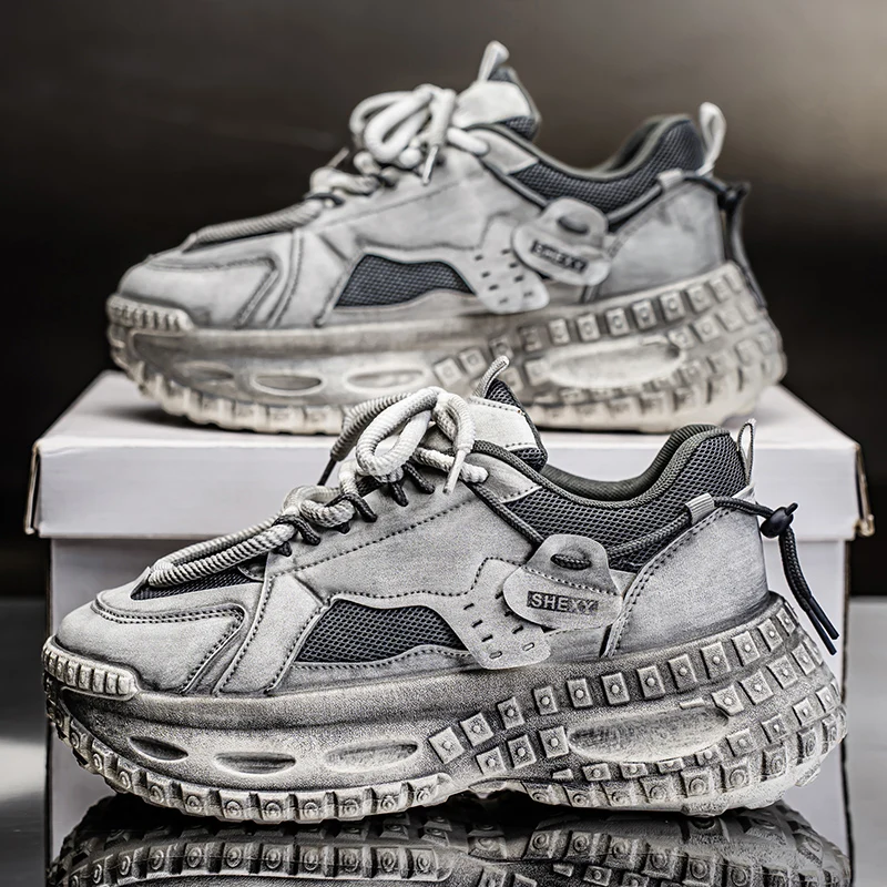 2026 Men's Platform Sneakers Outdoor Non-slip Breathable Mesh Sneakers Trendy Versatile Casual Shoes for Teenagers Zapatillas