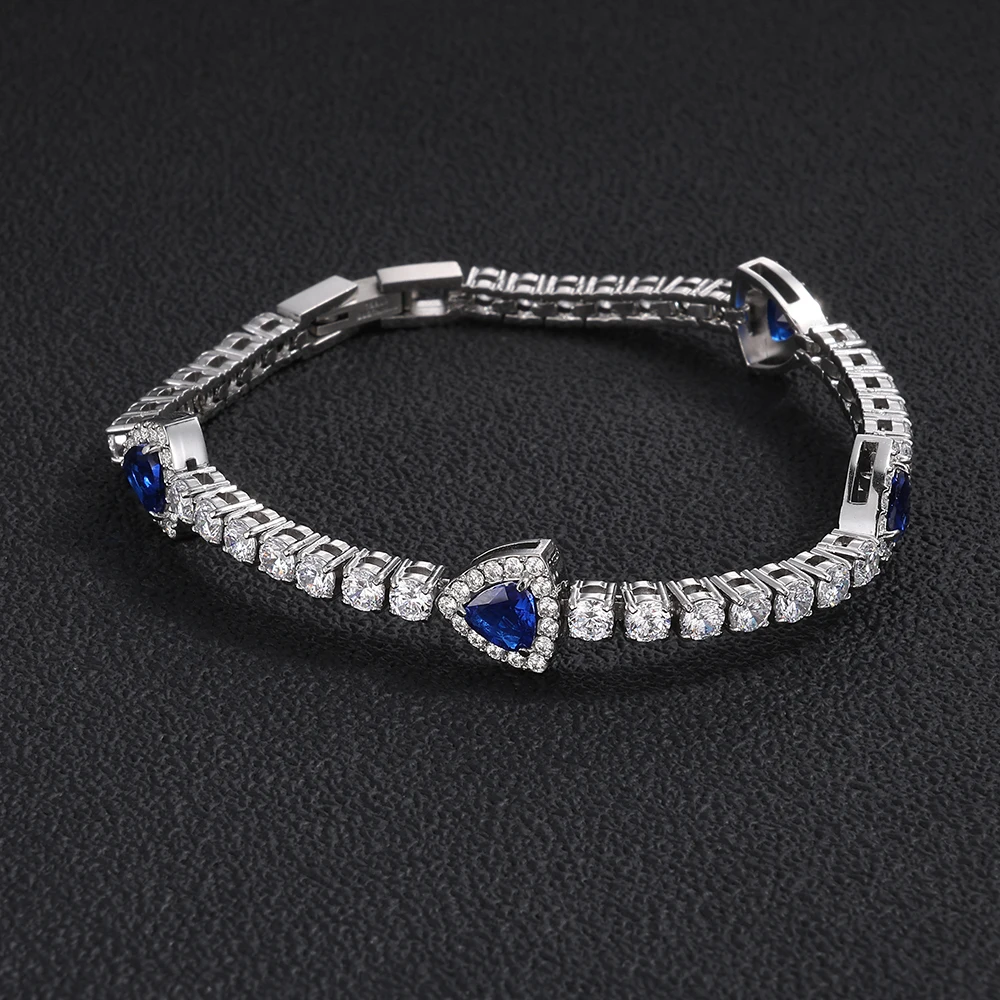 ESKEEM Stainless Steel Tennis Chain Necklace for Women Men Sparkling Cut Cubic Zirconia Iced Out Triangle Halo Choker Jewelry