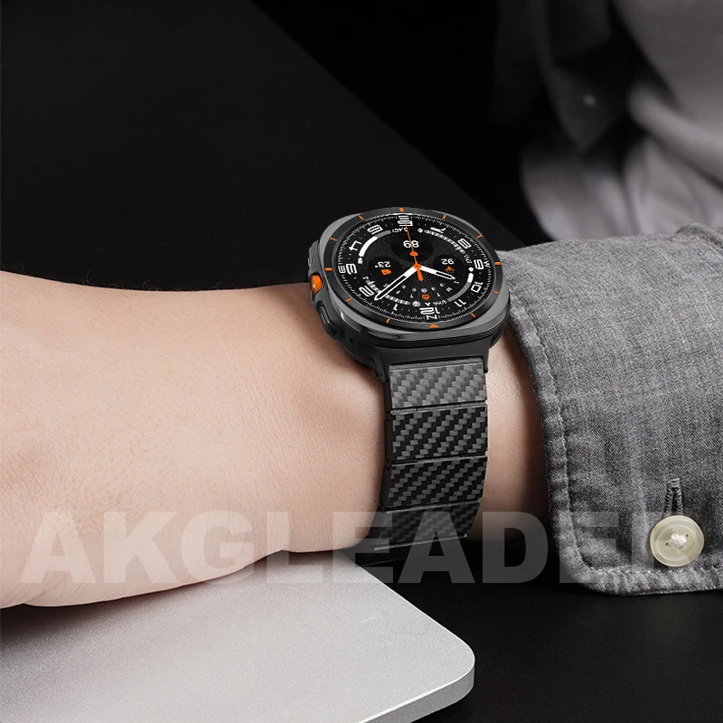 AKGLEADER Real Carbon Fiber Magnetic Strap for Samsung Galaxy Watch 7 Ultra 47mm watchband High-quality Bracelet