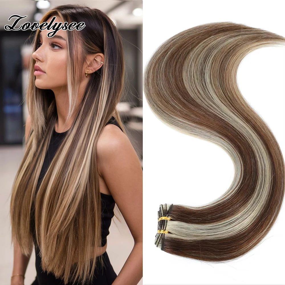 Human Hair Weft European Remy Human Hair Bundles Sew In Hair Weaves Unprocessed Human Hair Bundles Highlight Color Weave Hair