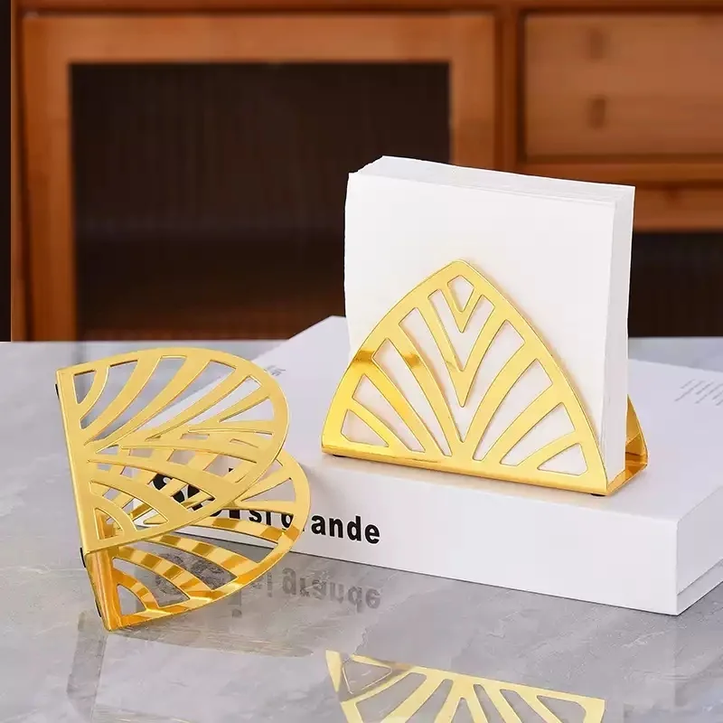 Napkin Paper Holder, Tissue Clip, Iron Paper Towel Rack, Triangular Golden Square Towel Seat, Restaurant Table Paper Dispenser