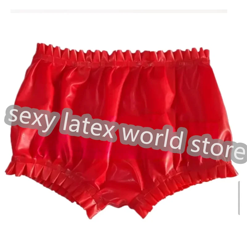 

Latex rubber Waterproof Rot Hosen Underpants Sexy Woman Boxer With Ruffle Edge Fashion Halloween Cosplay Outfit