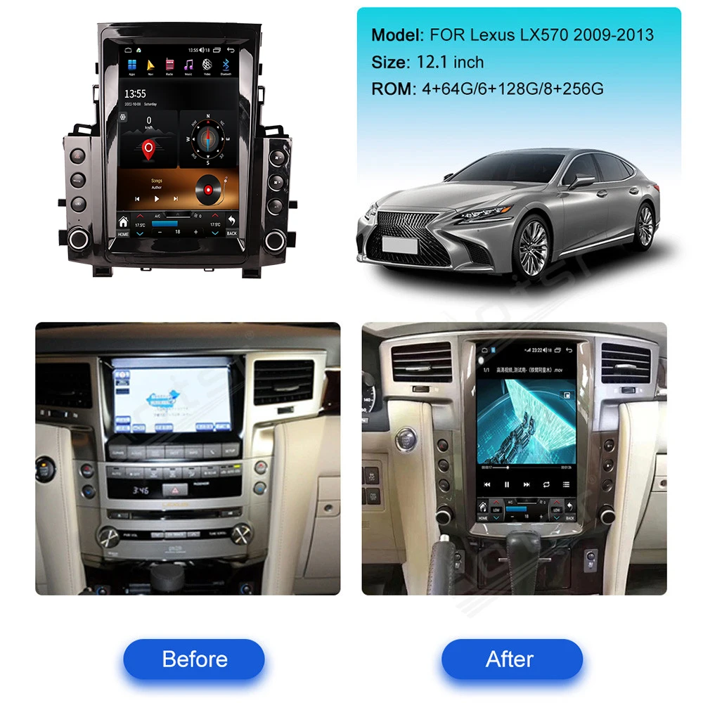 Vertical Car Multimedia Automotive Player For Lexus LX570 2009~2013 Android Auto Carplay GPS Navigation Car Radio Head unit