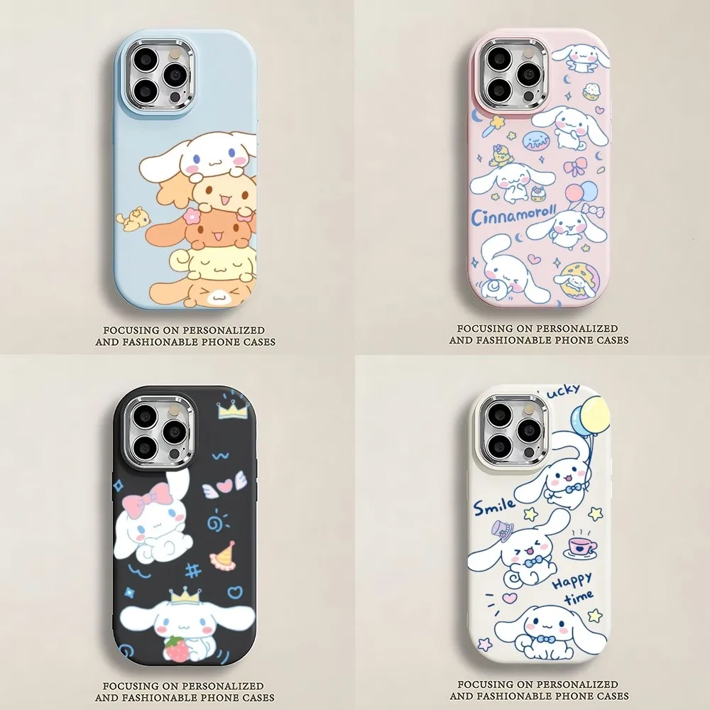 Cute C-Cinnamoroll K-Kawaii Phone Case For IPhone 13 14 15 16 Pro Promax Soft Silicone Large Hole Premium Solid Color Suitable