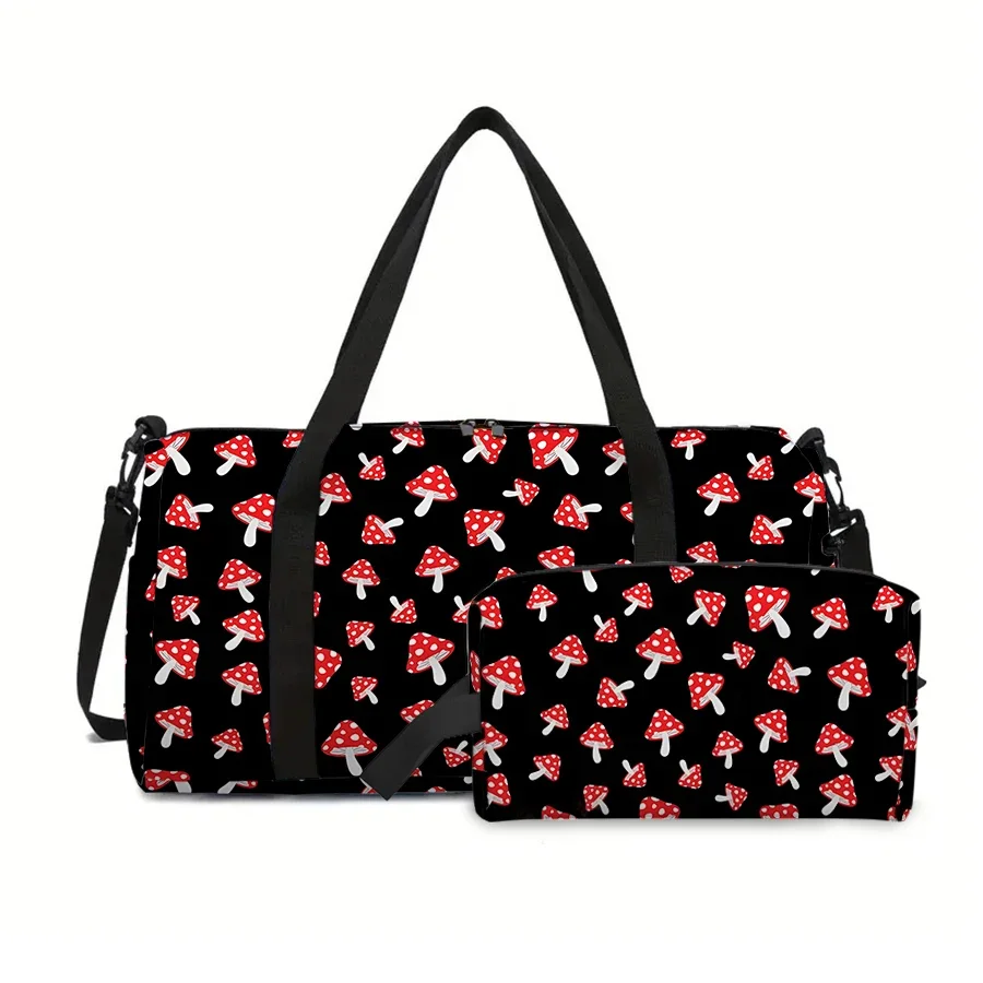 

Two Piece Red Mushroom Luggage Travel Bag,Cosmetic Bag Backpacks For Boy And Girls Best Gifts 3D Cartoon Bag For Children