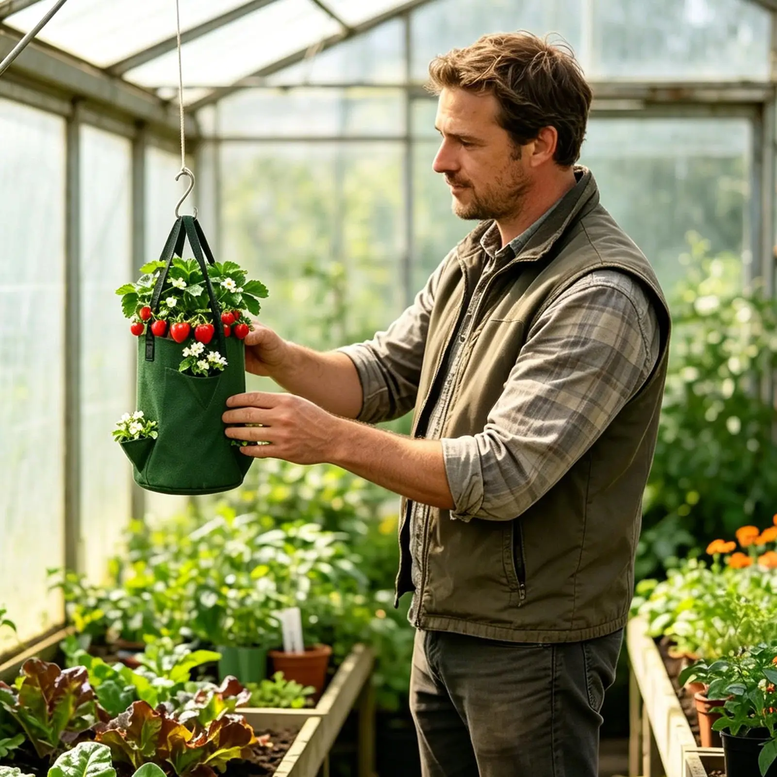 5pcs Strawberry Planting Bag Grow Bag With 6 Side Grow Pocket Portable Tomato Planting Bags Strawberry Pots Planting Pots
