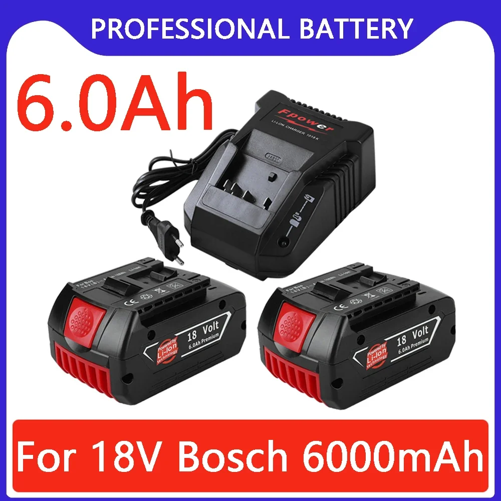 

For Bosch 18V 6.0Ah Li-ion Replacement Battery BAT609/BAT609G/BAT618/BAT618G/BAT614 Electric Drill Rechargeable Long Lasting