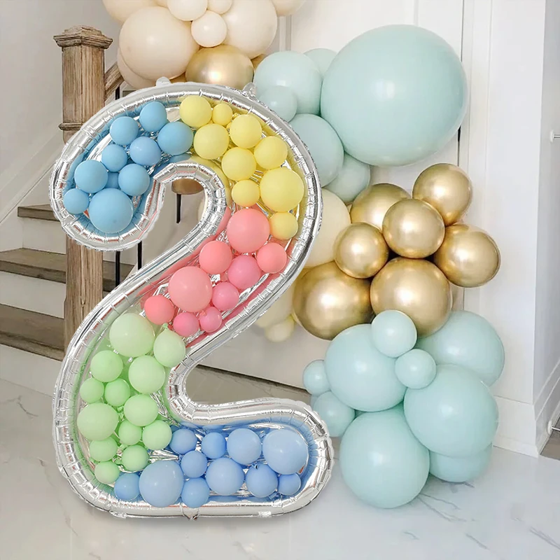 65inch Giant Birthday Figure 0-9 Balloon Filling Frame Birthday Party Decorations Digital Aluminum Film Balloon Box NO Balloons