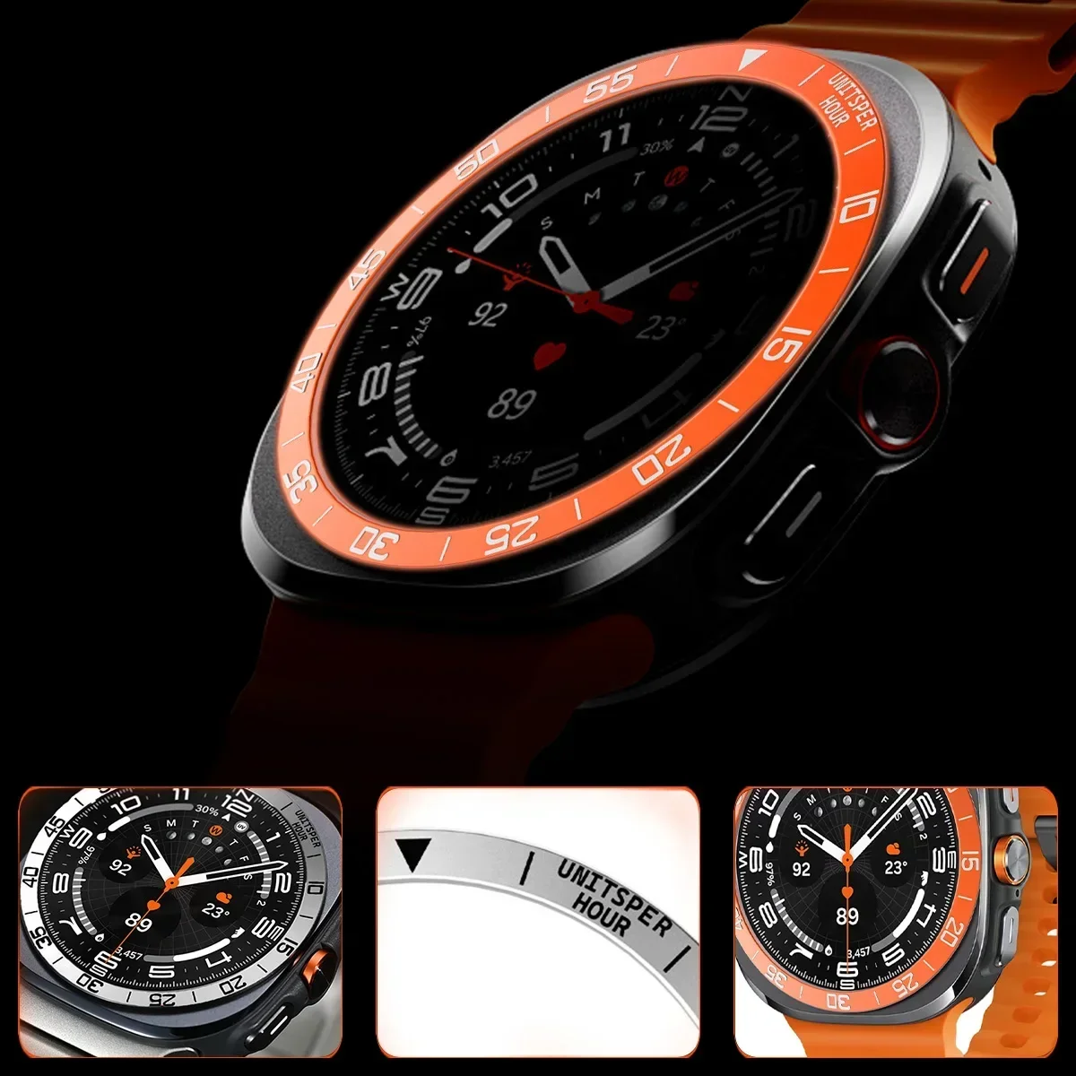 Bezel Ring for Samsung Galaxy Watch Ultra 47mm Metal Scale Rotation Circle for Galaxy Watch 7 Ultra 47mm Number Protective Ring