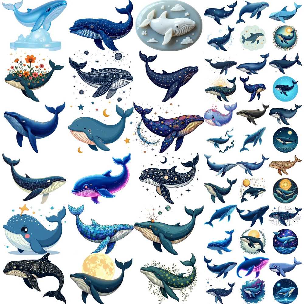 

63pcs Temporary Tattoo Astronaut Whale Cartoon Whale Stickers Waterproof Long-lasting Body Stickers For Boys Shoulders Cheeks