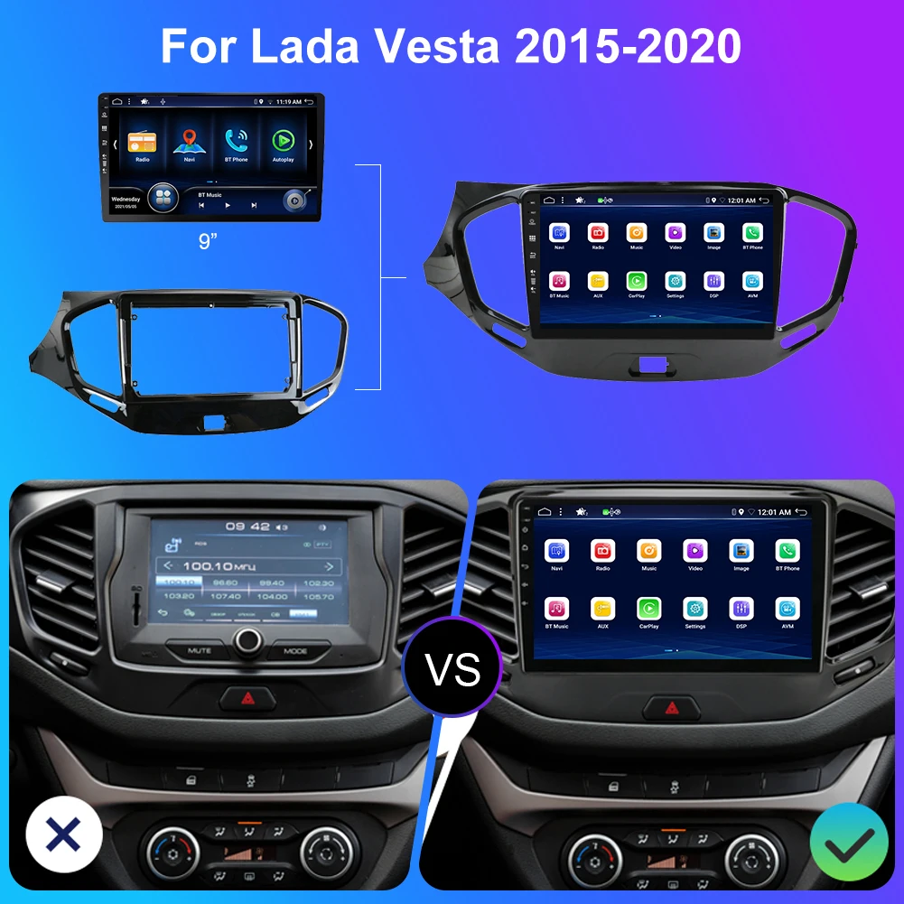 BXLIYER 2 din Android 12 DSP Carplay 8+256GB For LADA Vesta Cross Sport 2015-20 Car Radio Multimedia Video Player Navigation GPS