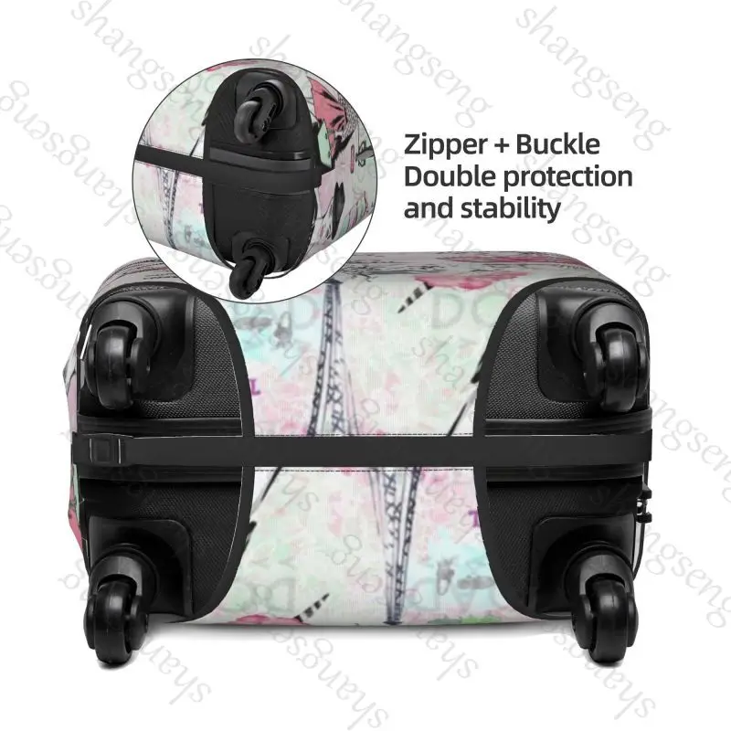 American Fashion Parisian Girl Travel suitcase protective case suitcase cover elastic protection washable Luggage cover,18-32 in