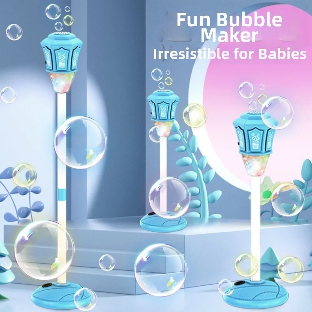 

Adjustable Heights Streetlight Bubble Machine Remote Control Detachable Standing Bubble Maker Rechargeable