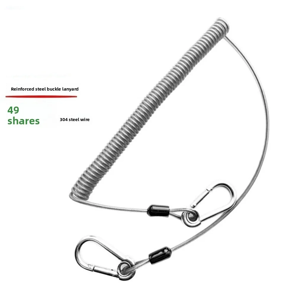 Новый шнур для ключей с металлическим карабином, из нержавеющей стали 304, для использования на улице, в различных стилях, с защитой от падения, стальной трос, выдерживающий нагрузку 46 кг, противоскользящий шнурок