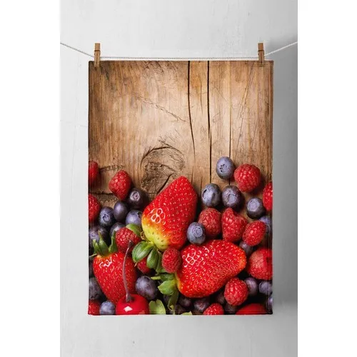 Tapis de cuisine en tissu avec motifs de fraises, tablier et serviette de Chef