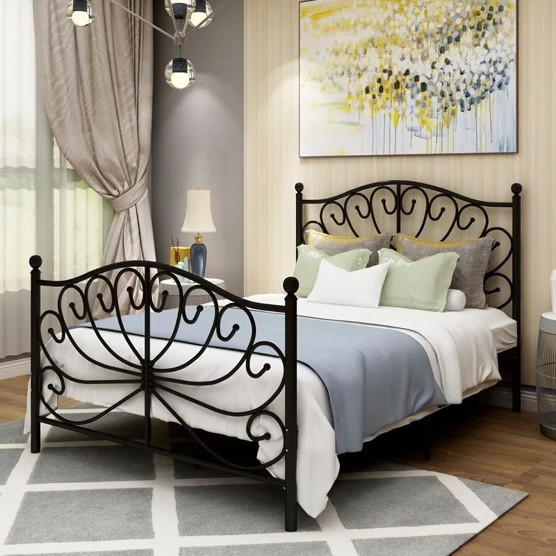 Nordic ins iron bed, modern double bed, simple princess thickened wrought iron bed single 1.5 iron frame bed